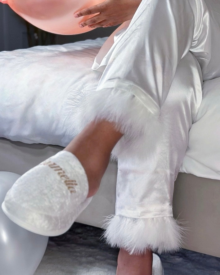 Chaussons Satinés Blanc